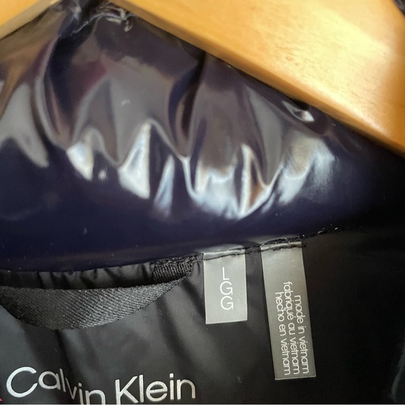 New Mens Calvin Klein Navy Quilted Water Resistant Puffer Jacket Sz L MSRP $225 - Picture 9 of 12